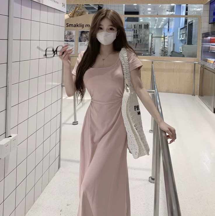 バックレスリボンストラップスクエア半袖ワンピース | 詳細画像23