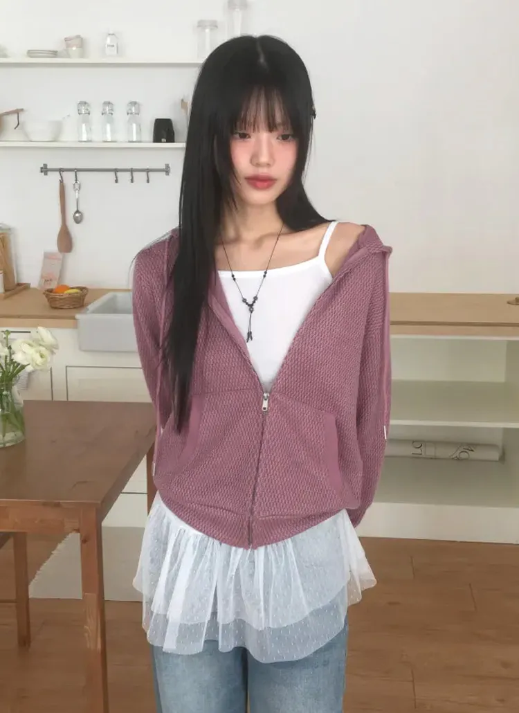 シャーリングドットチュールレイヤードキャミソール | WONDERWONDER | 詳細画像1