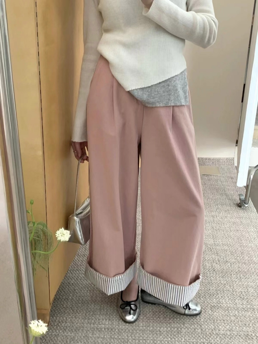 ストライプロールアップタックワイドパンツ | 詳細画像2