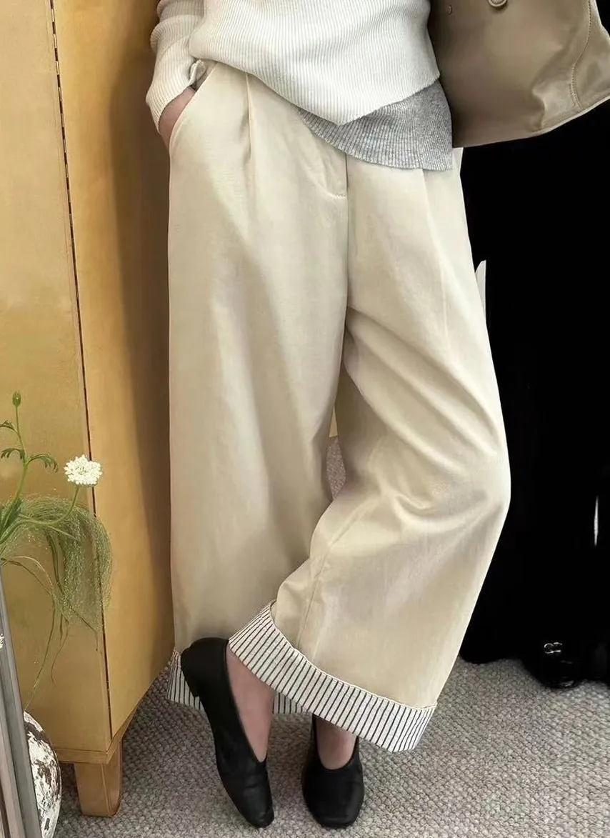 ストライプロールアップタックワイドパンツ | 詳細画像1