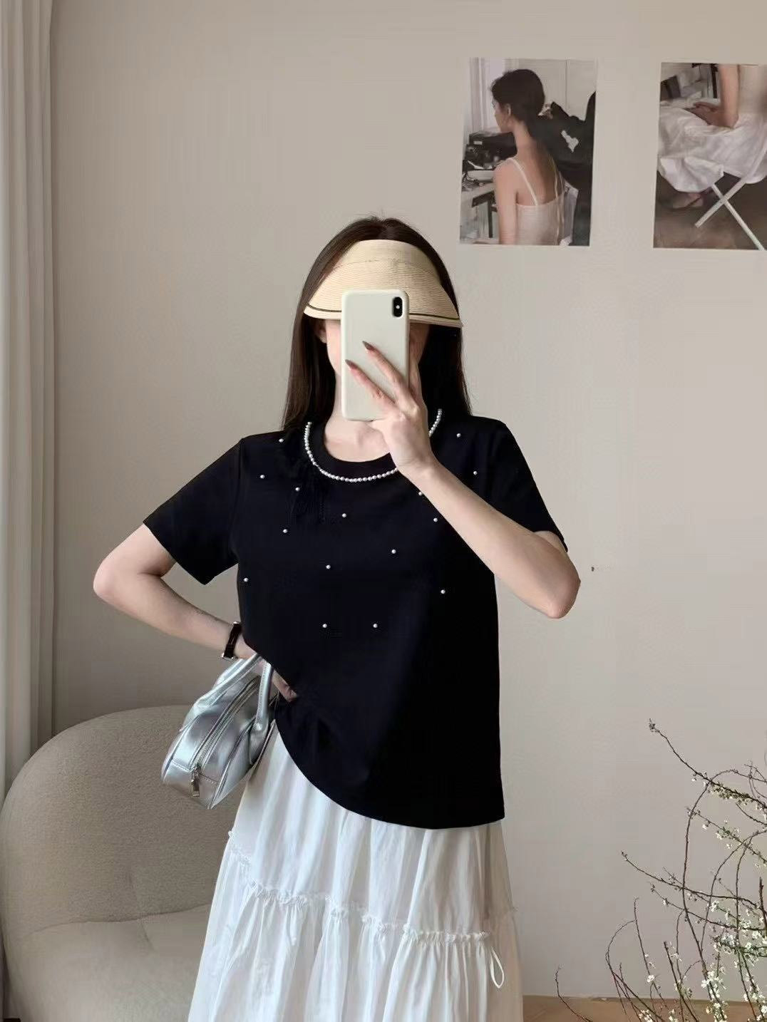 レースリボンエコパールラウンド半袖Tシャツ | 詳細画像5