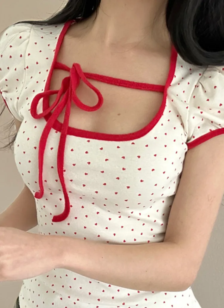 リボンネックハートドット半袖Tシャツ | creamsugar | 詳細画像2