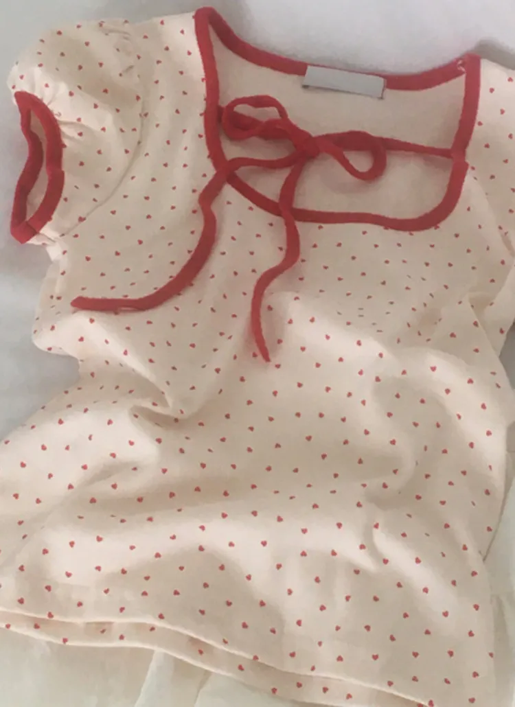 リボンネックハートドット半袖Tシャツ | creamsugar | 詳細画像4