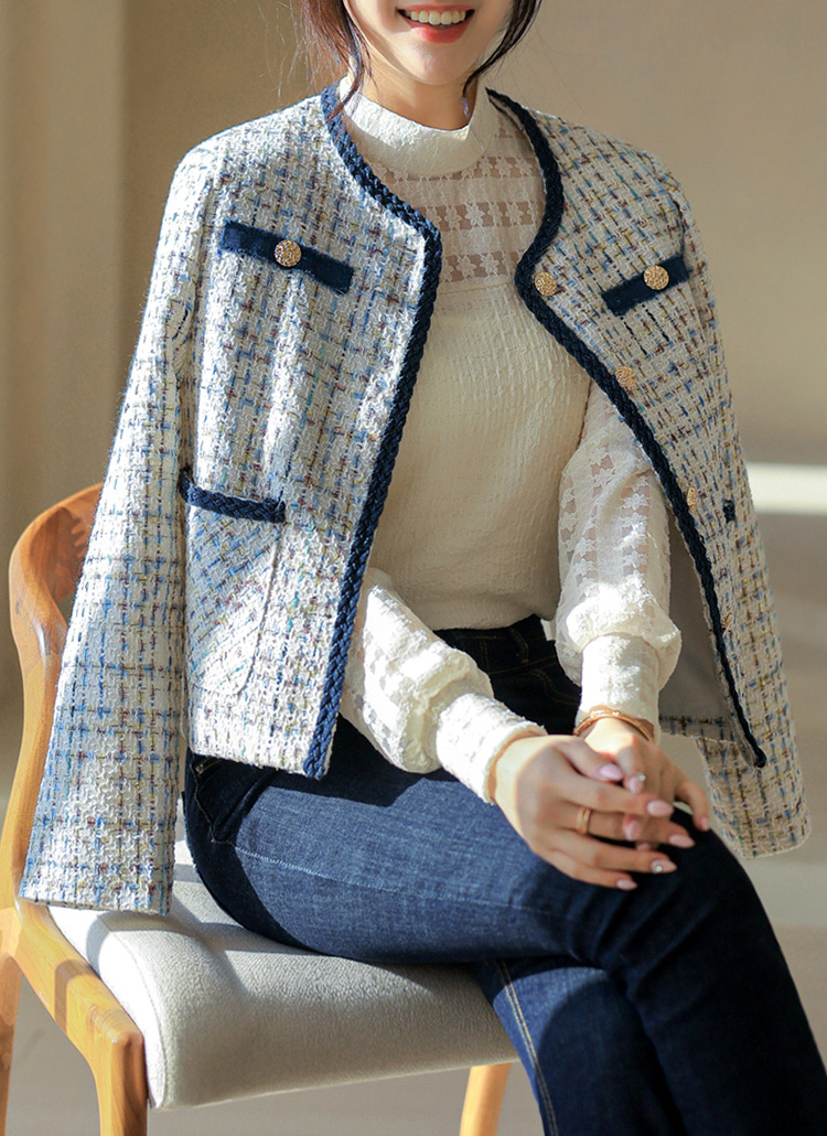 デニムラインミックスツイードジャケット | レディースファッション