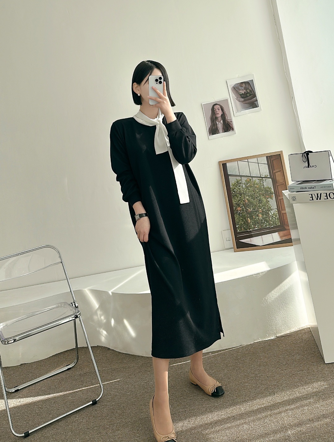 配色スカーフネックロングワンピース | 詳細画像9