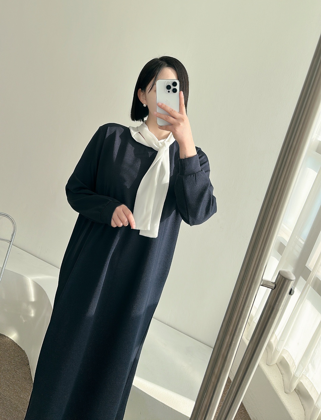 配色スカーフネックロングワンピース | 詳細画像12
