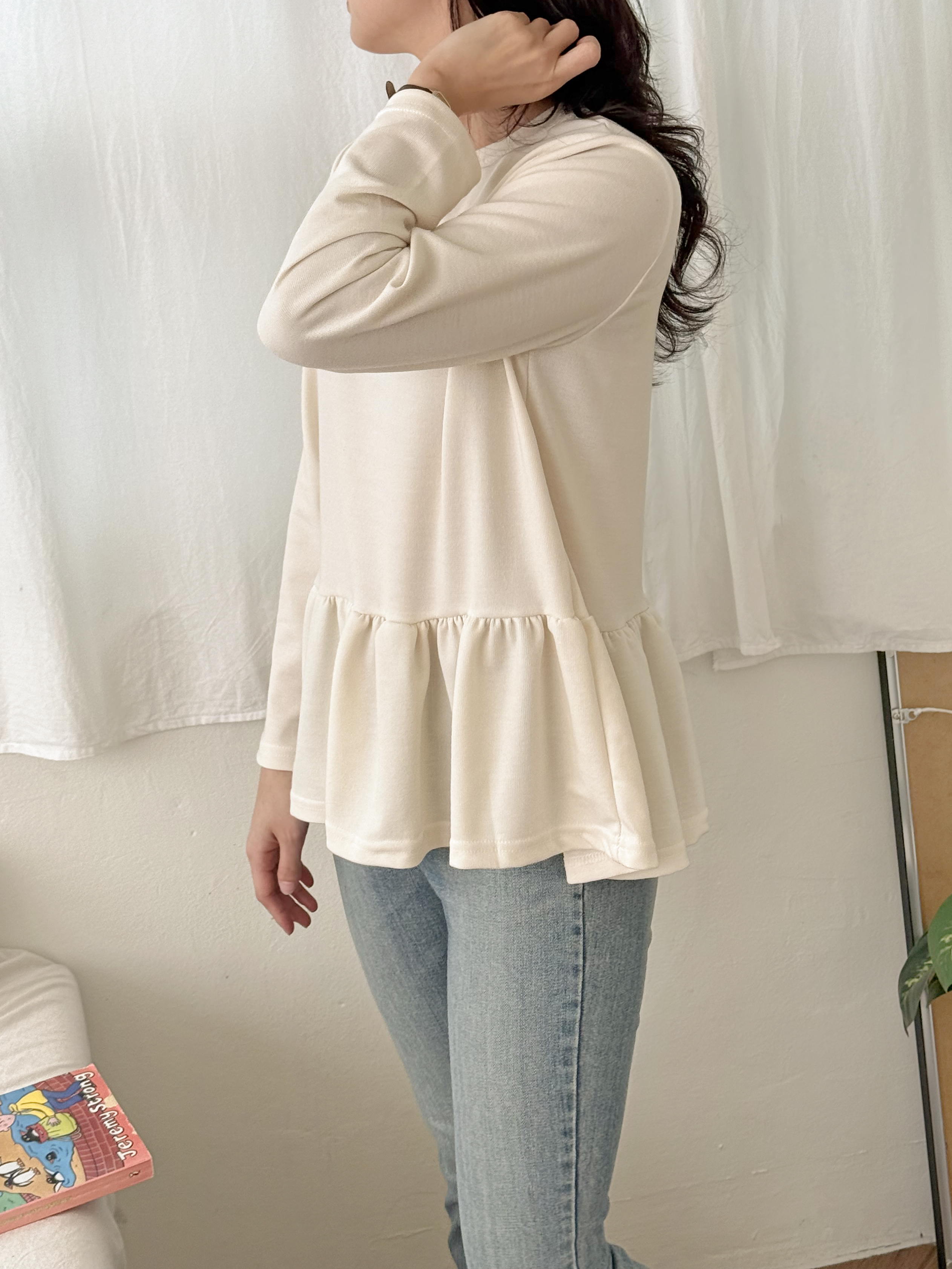 ペプラムラウンドネック長袖Tシャツ | 詳細画像7