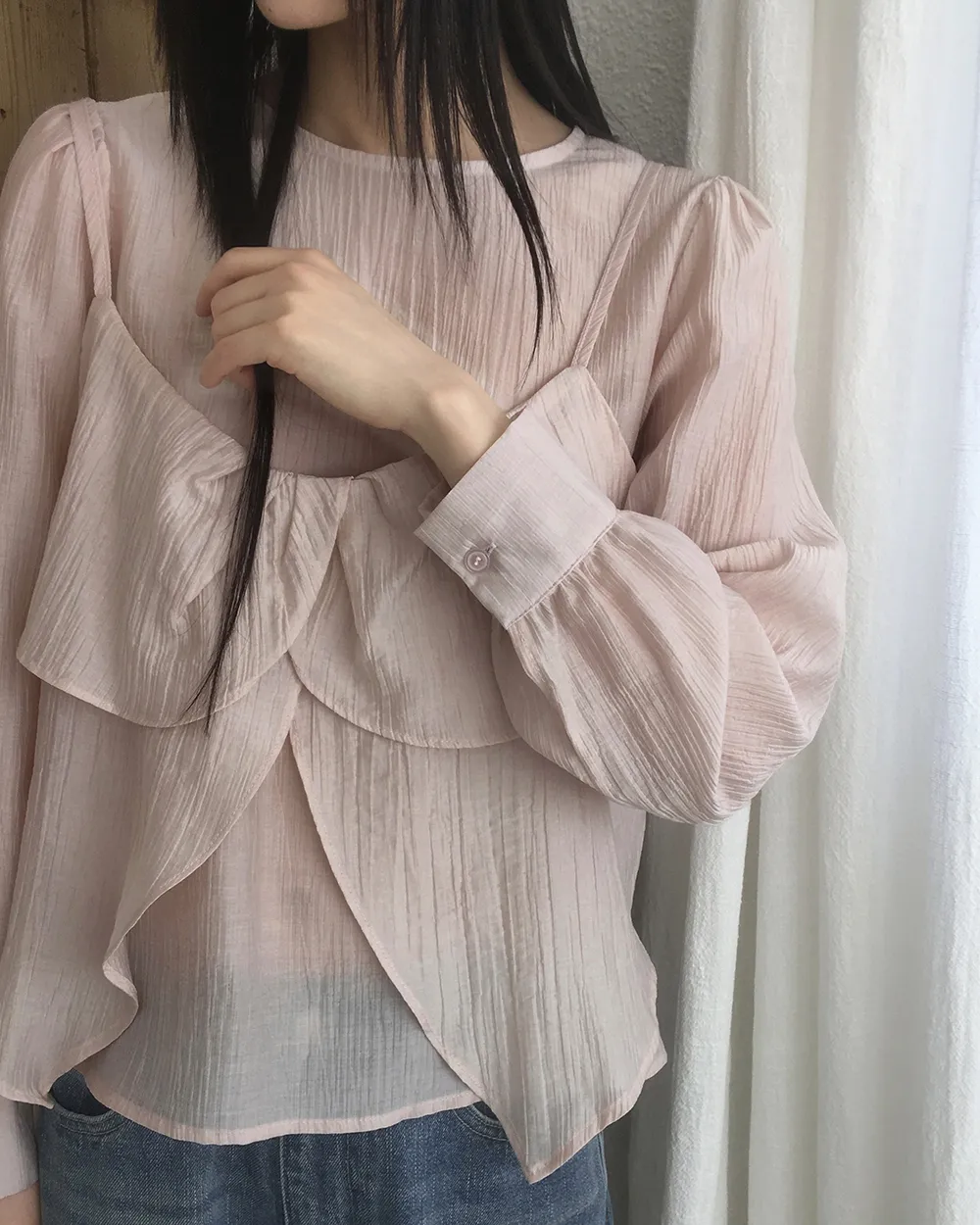 リンクルチューリップショートビスチェ&パフブラウスSET | WONDERWONDER | 詳細画像1