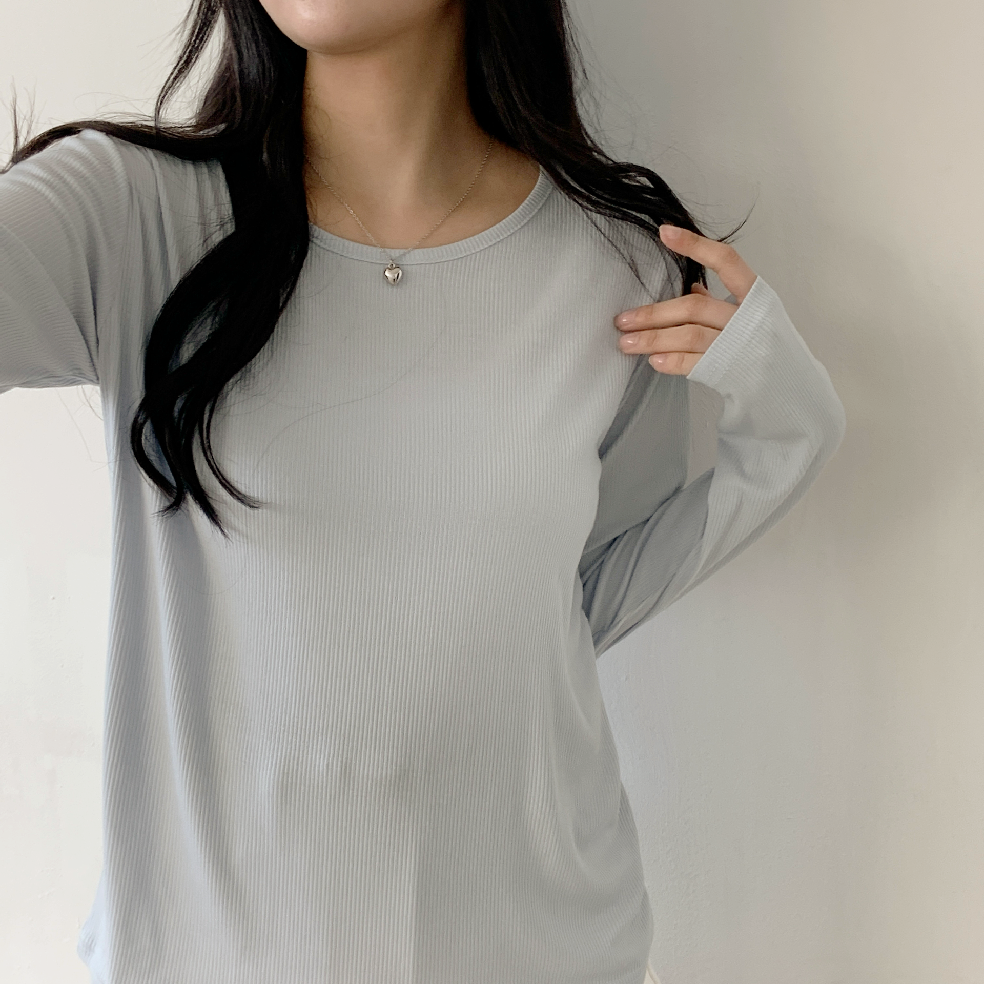 ラウンドネックリブ長袖Tシャツ | 詳細画像8