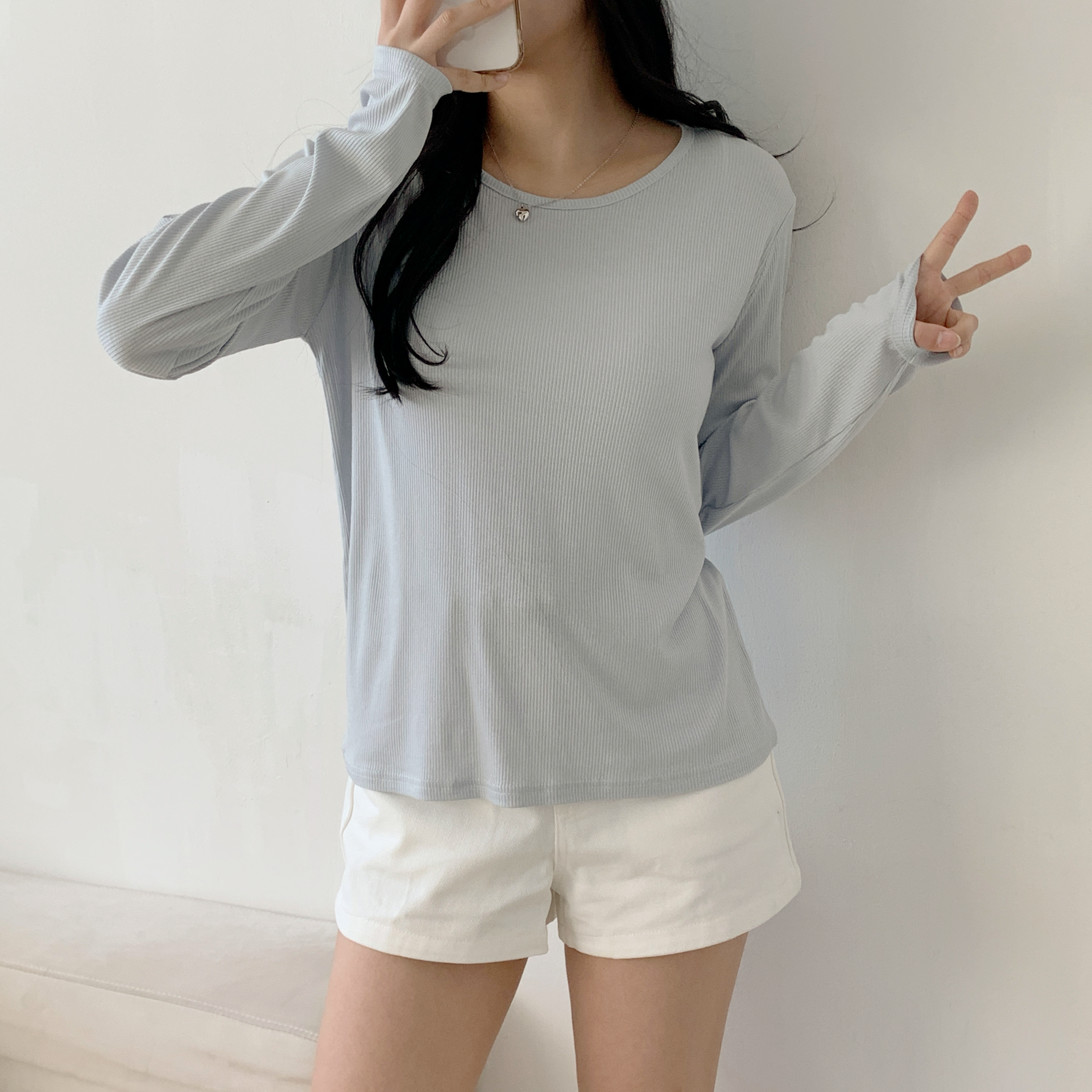 ラウンドネックリブ長袖Tシャツ | 詳細画像7