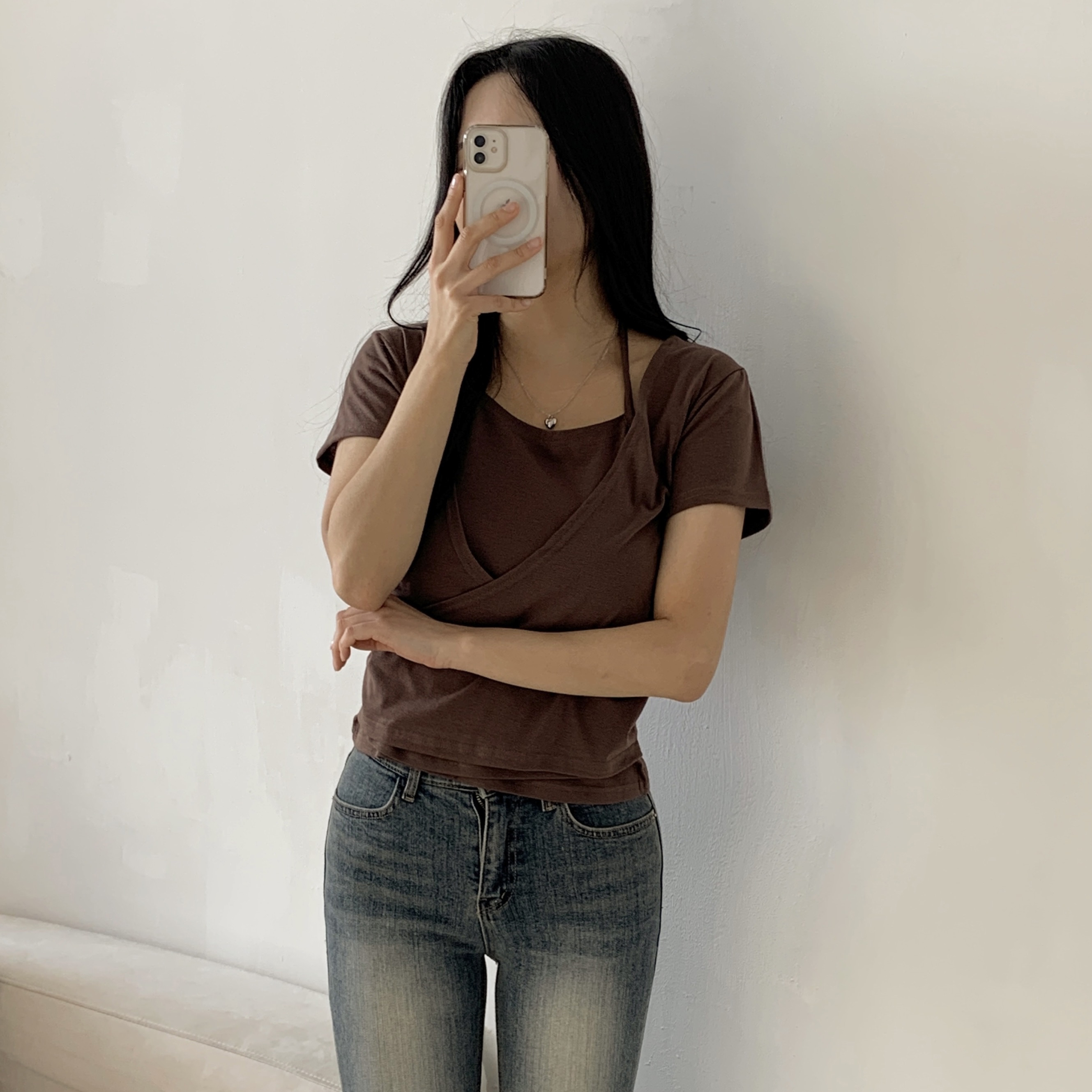 ホルターネックドレープラップ半袖Tシャツ | 詳細画像7