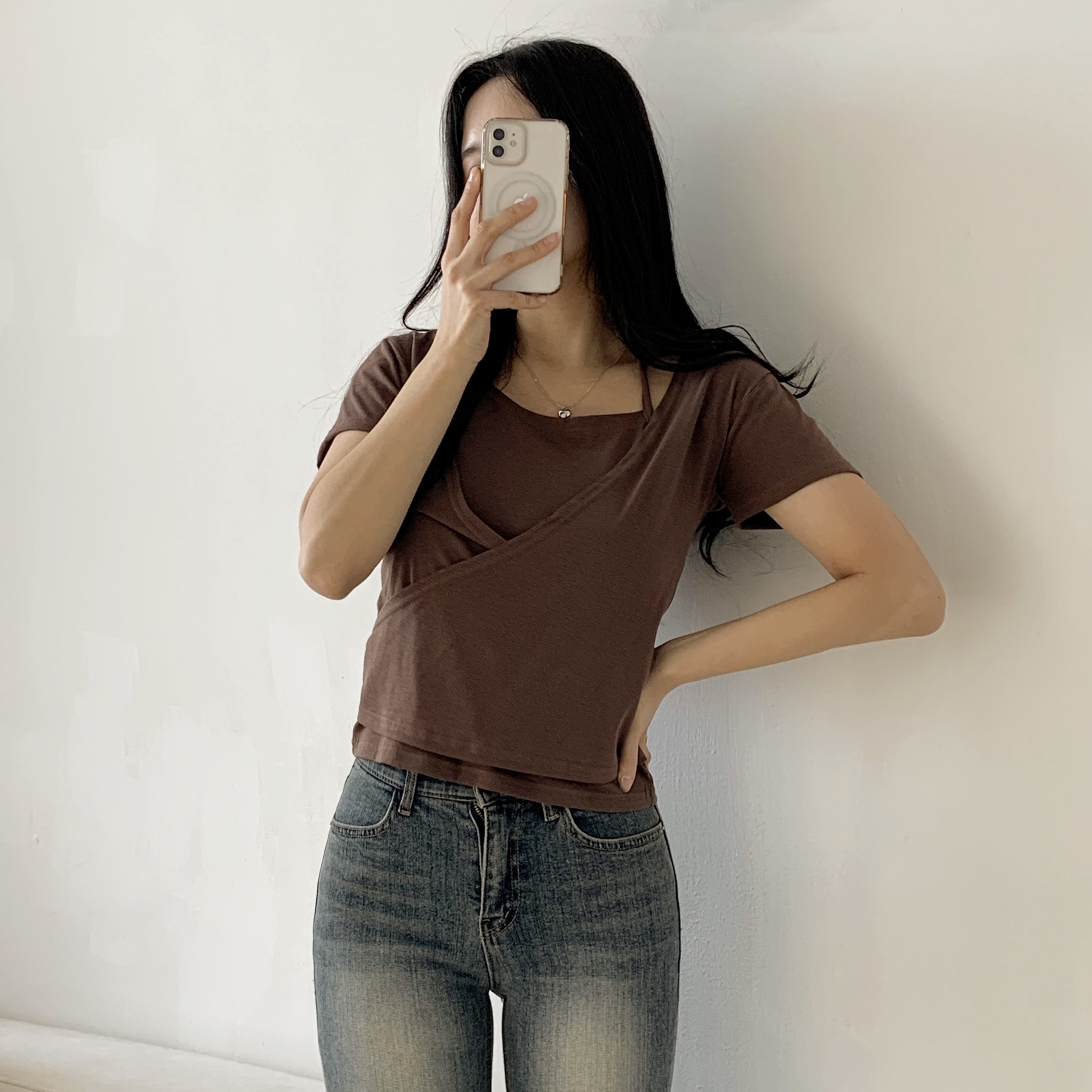 ホルターネックドレープラップ半袖Tシャツ | 詳細画像9