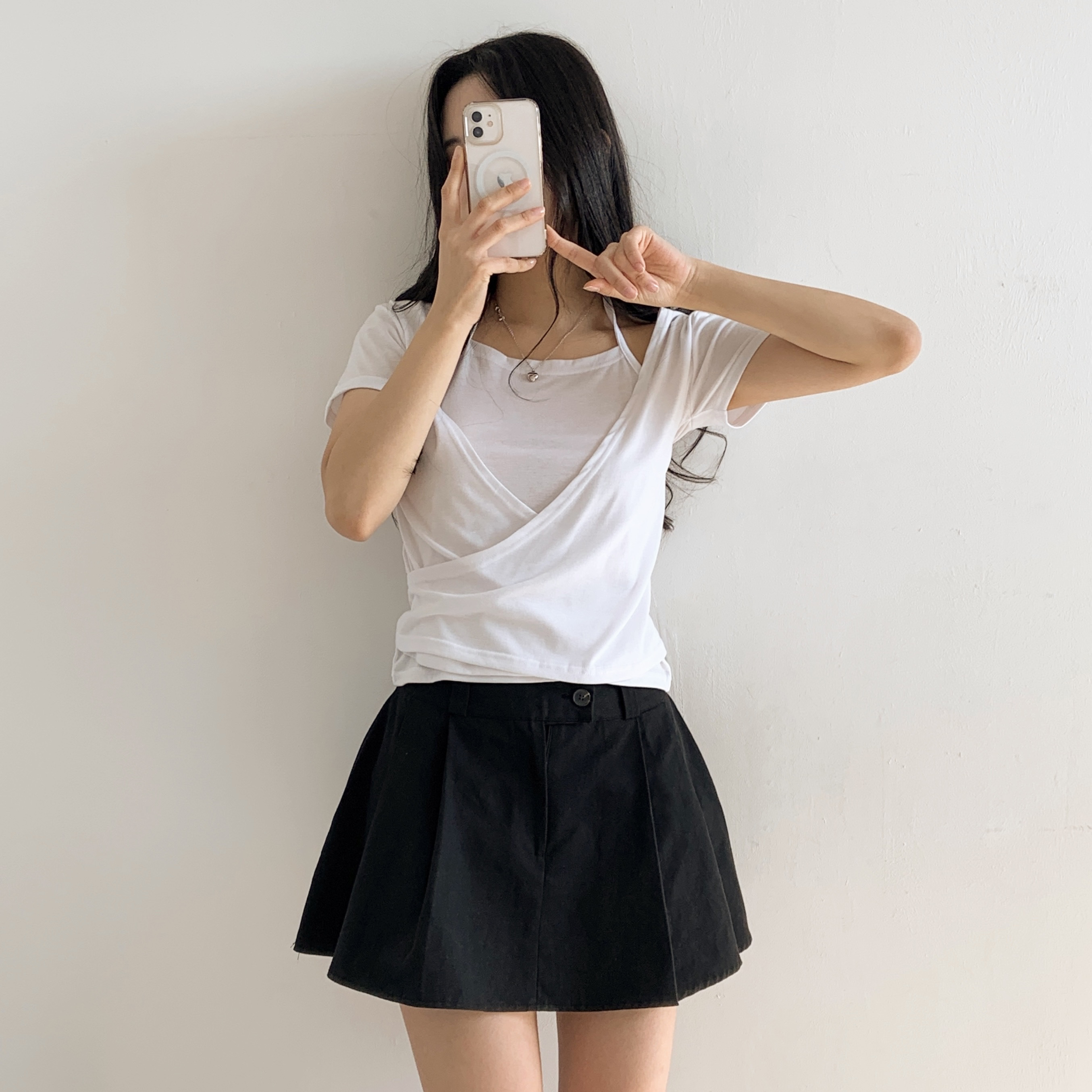 ホルターネックドレープラップ半袖Tシャツ | 詳細画像14