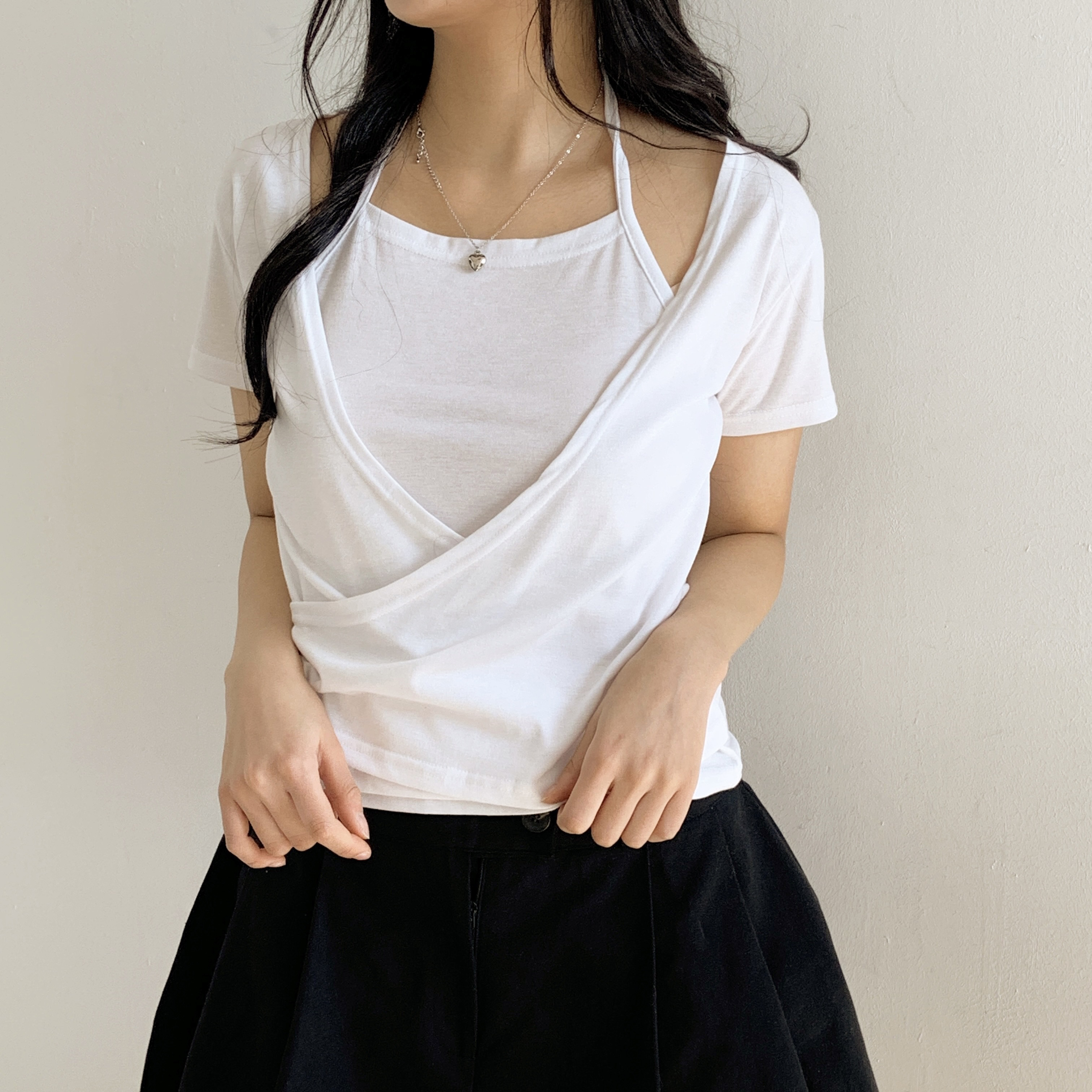 ホルターネックドレープラップ半袖Tシャツ | 詳細画像20