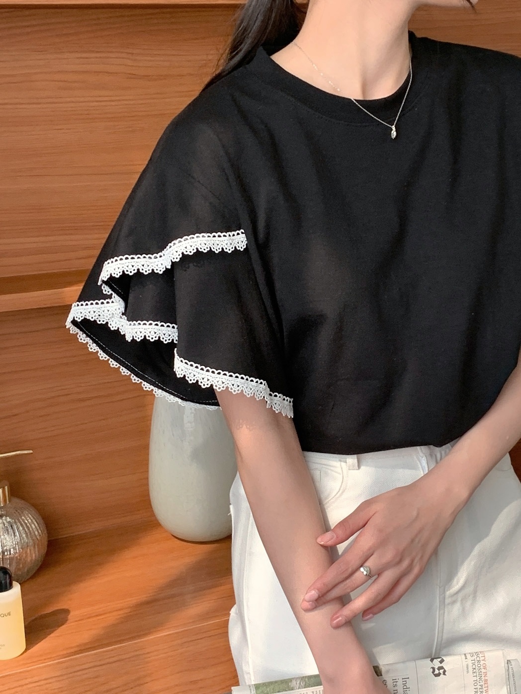 レースラインフレアスリーブTシャツ | 詳細画像8