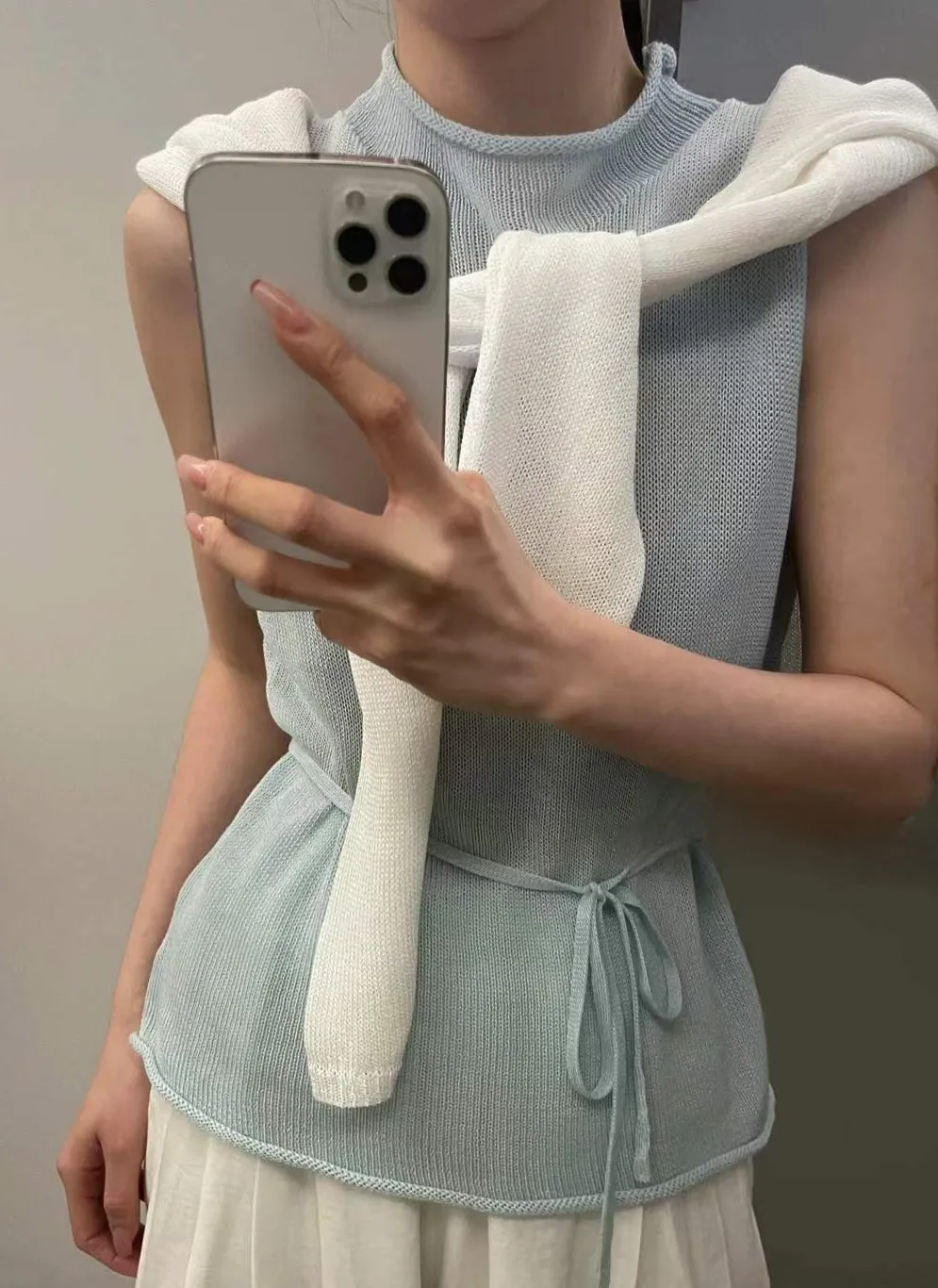 ストラップ付ロールモックネックニットノースリーブ | 詳細画像1