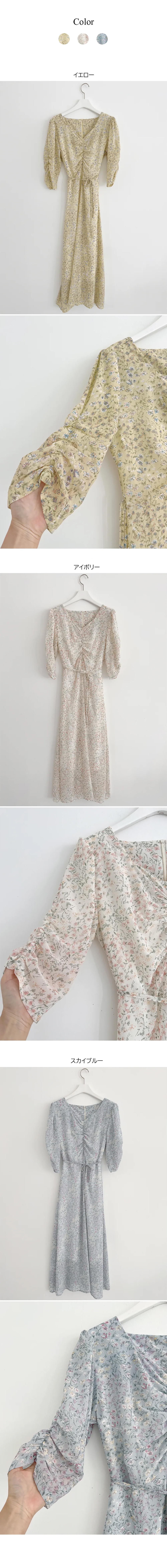 小花柄シャーリング半袖ワンピース | 詳細画像8