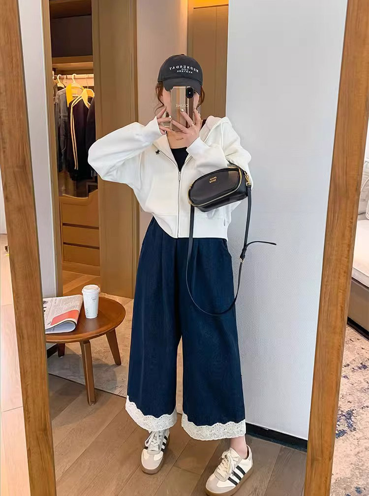 ウエストゴムレースヘムワイドデニムパンツ | 詳細画像7