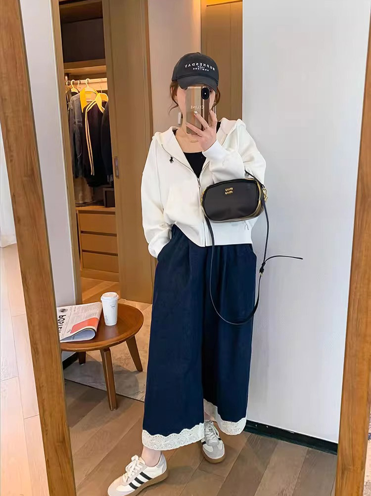 ウエストゴムレースヘムワイドデニムパンツ | 詳細画像8