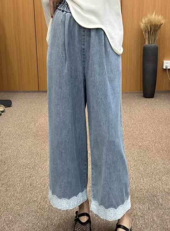 ウエストゴムレースヘムワイドデニムパンツ | 詳細画像9