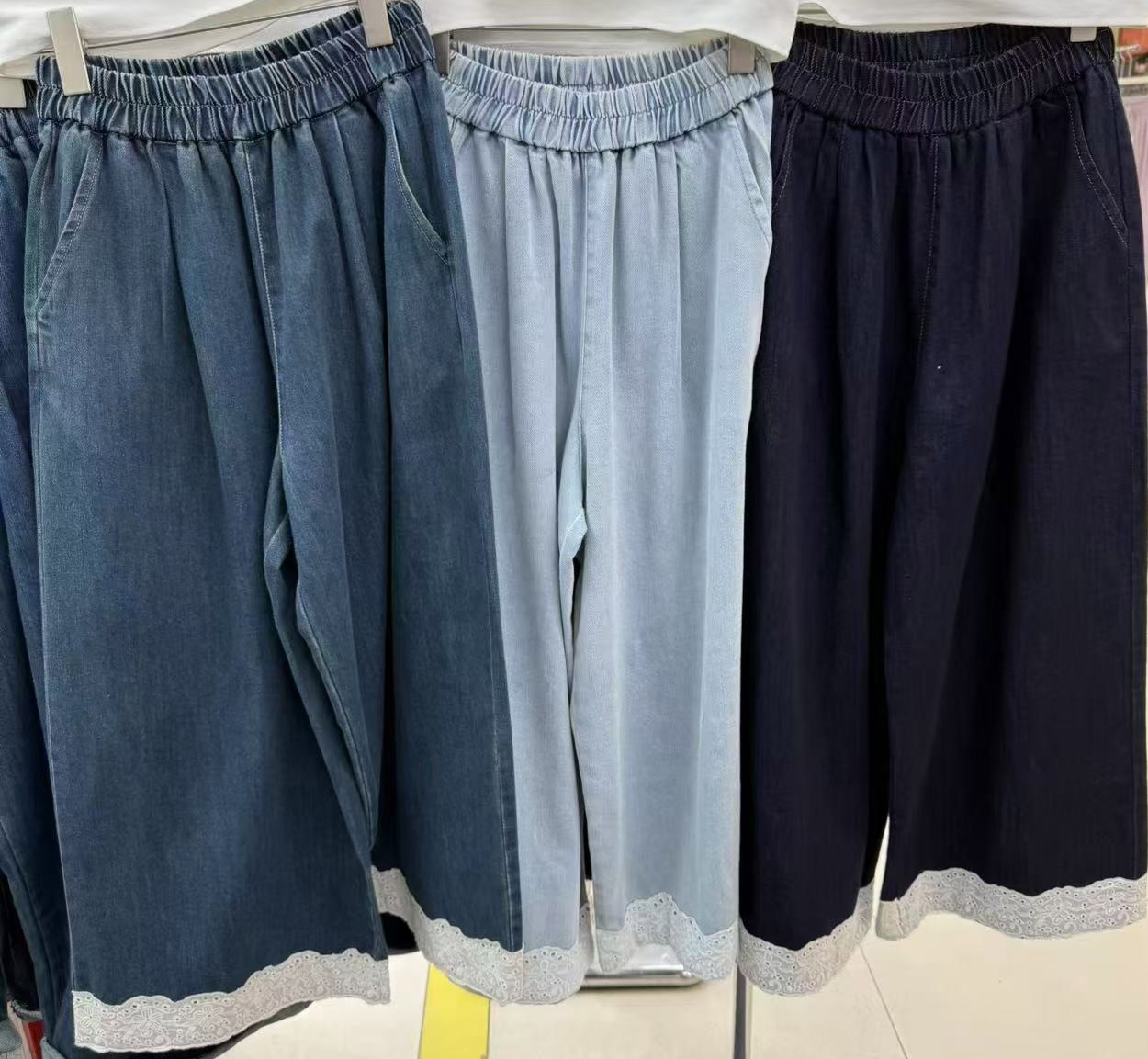 ウエストゴムレースヘムワイドデニムパンツ | 詳細画像10