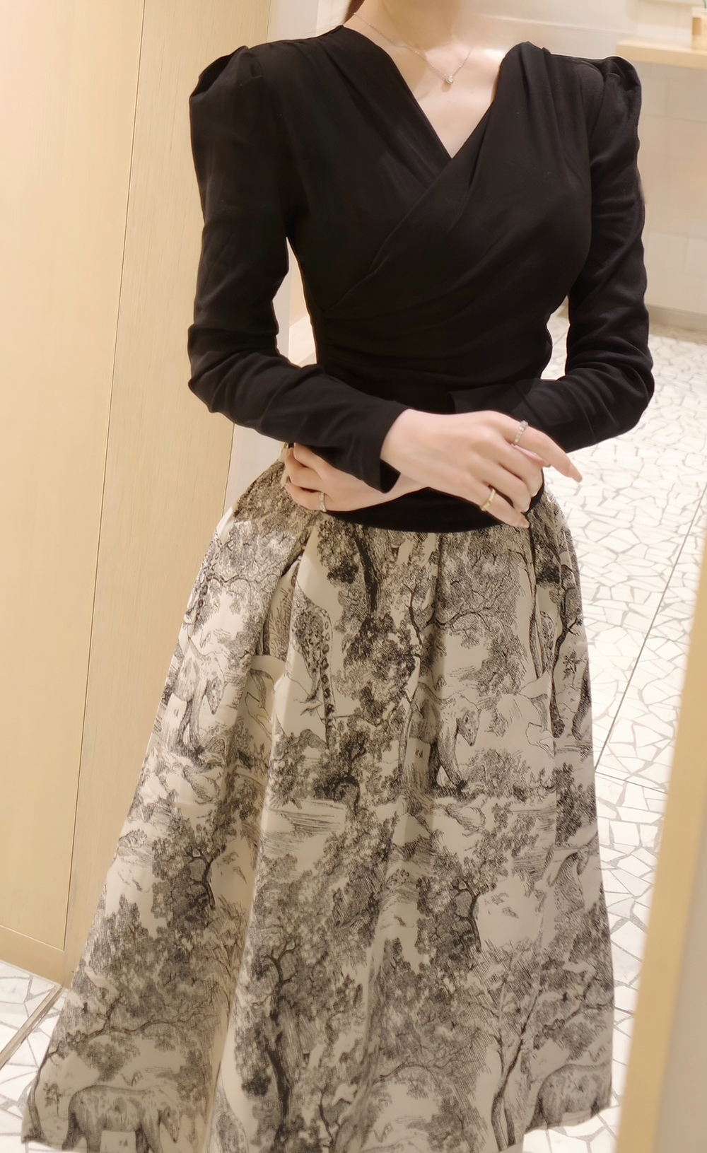 カシュクール ス パフスリーブ natural couture｜【WEB限定】カシュクールパフスリーブ