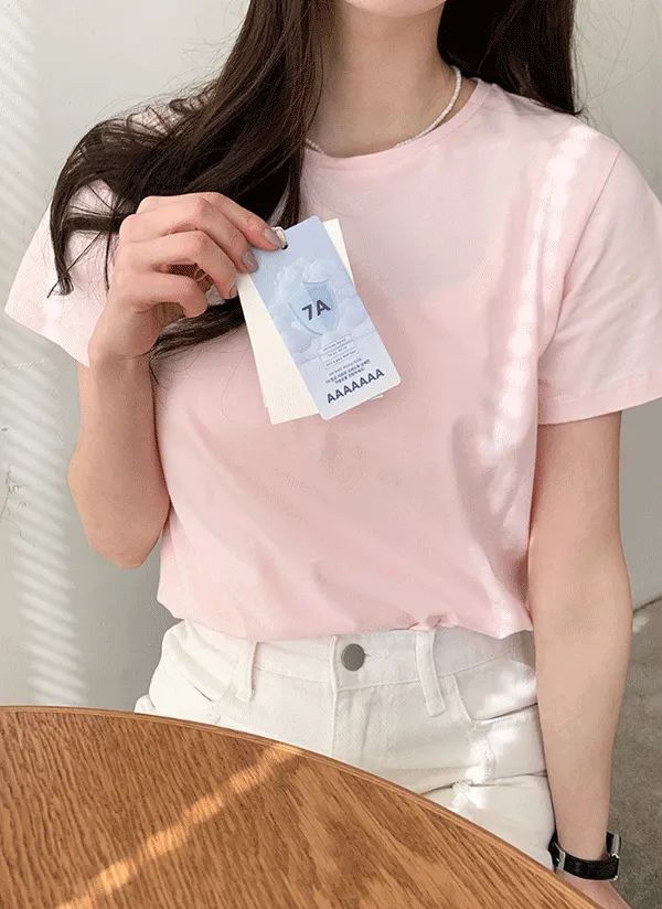 コットンラウンドネック半袖Tシャツ | 66girls | 詳細画像1