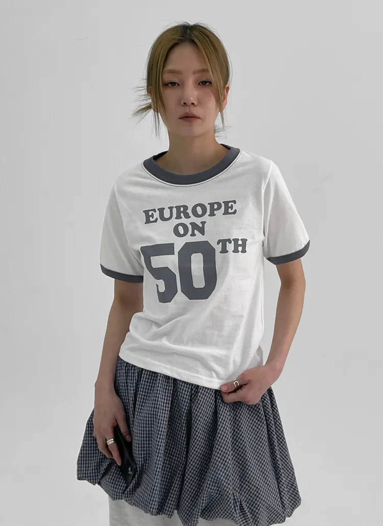 50レタリング配色半袖Tシャツ | blackup | 詳細画像1