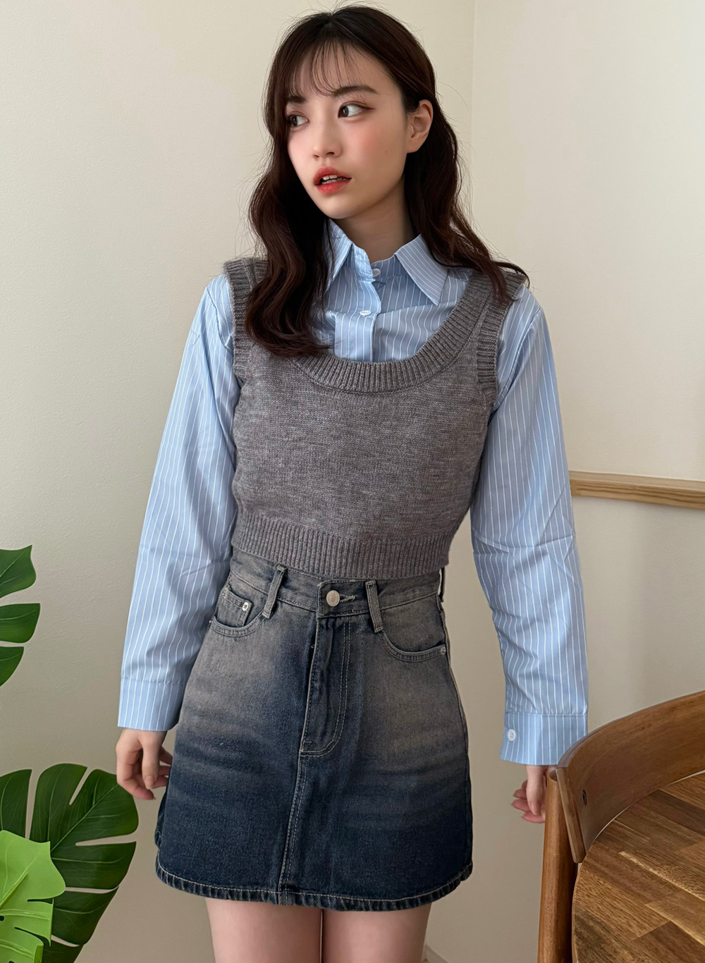 クロップドニットベスト&2TYPEシャツSET | 詳細画像11