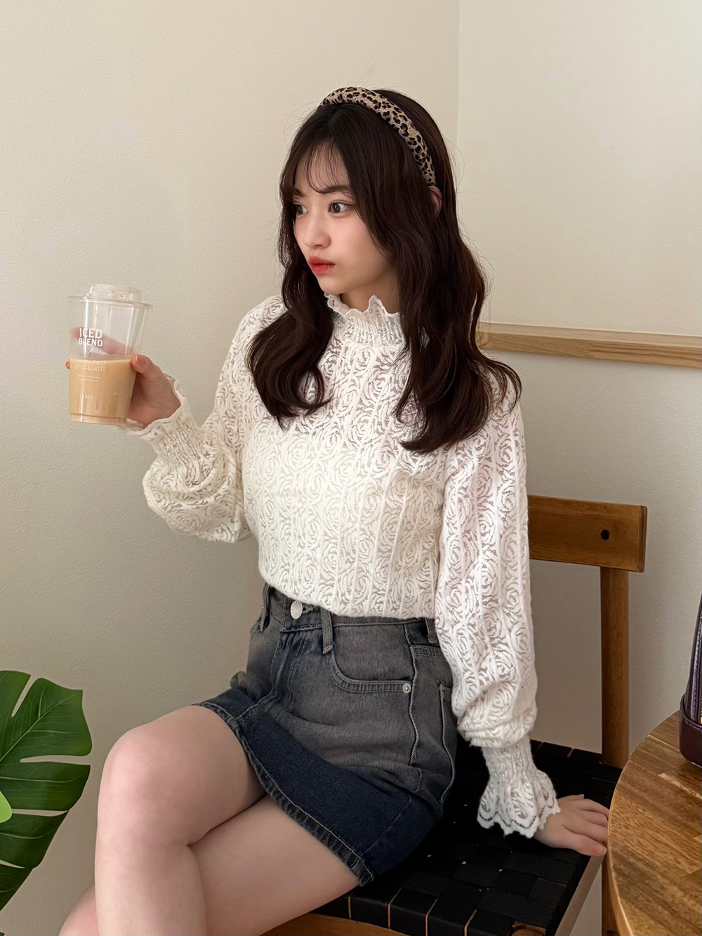 ハーフネック花柄レースTシャツ | 詳細画像9