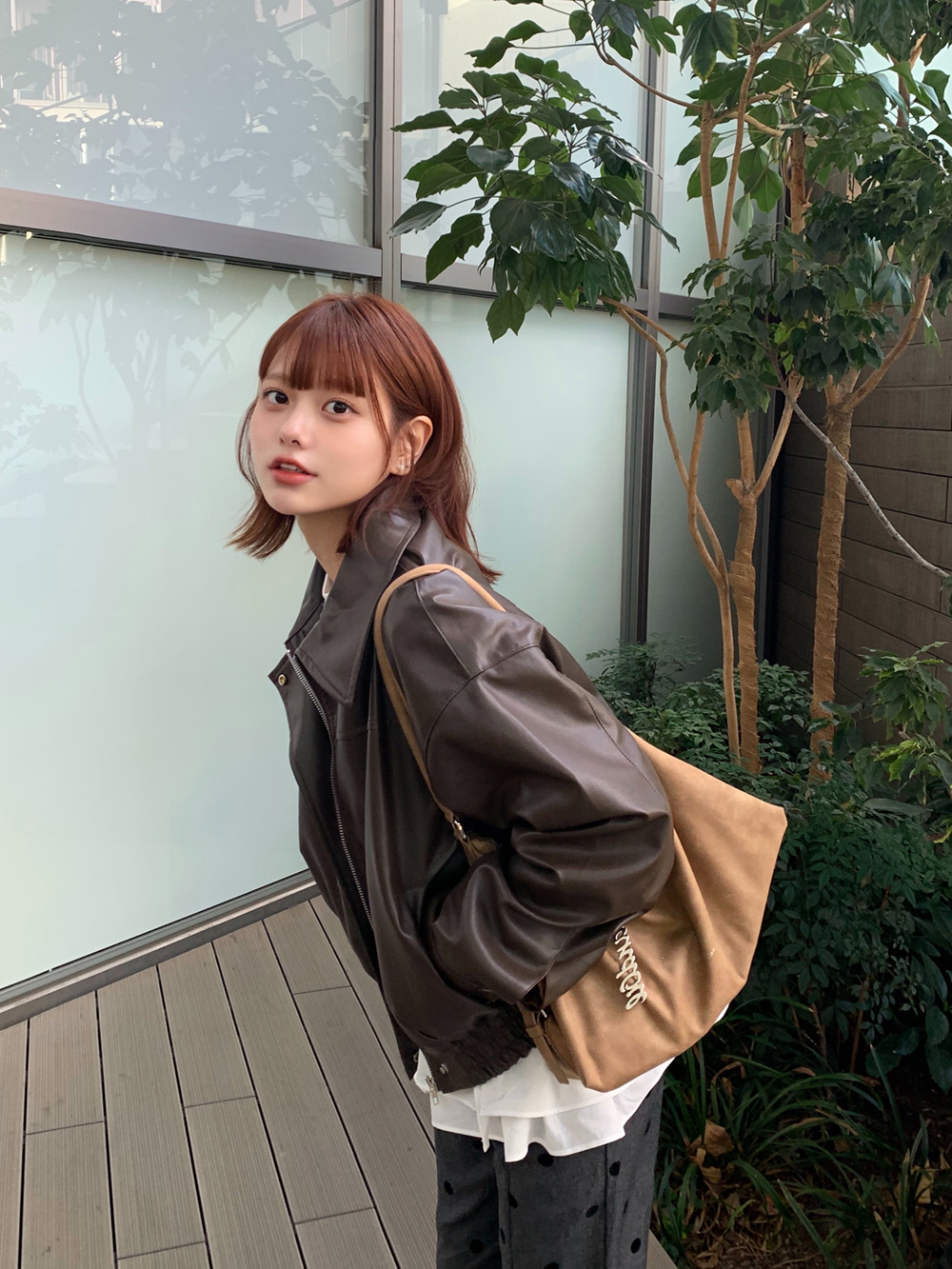 フェイクレザーカラーネックジャンパー | 詳細画像3