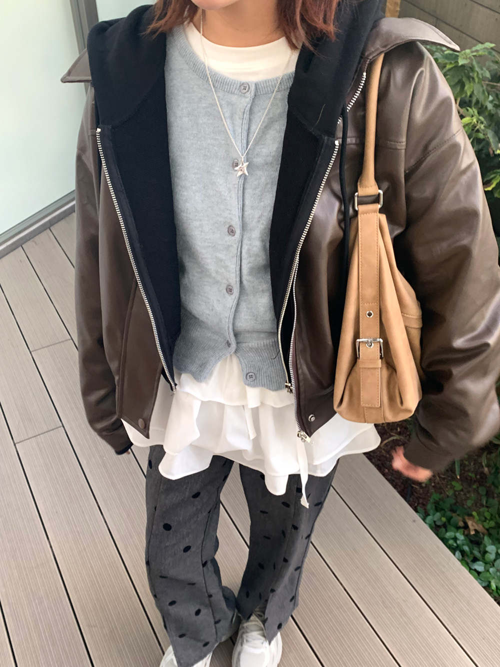 フェイクレザーカラーネックジャンパー | 詳細画像5