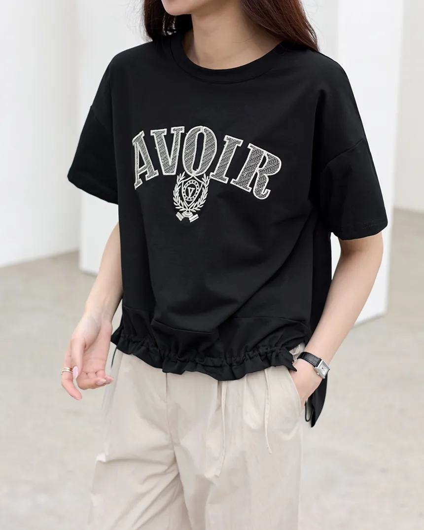 AVOIR刺繍ドッキング半袖Tシャツ | MONO AT.D | 詳細画像1