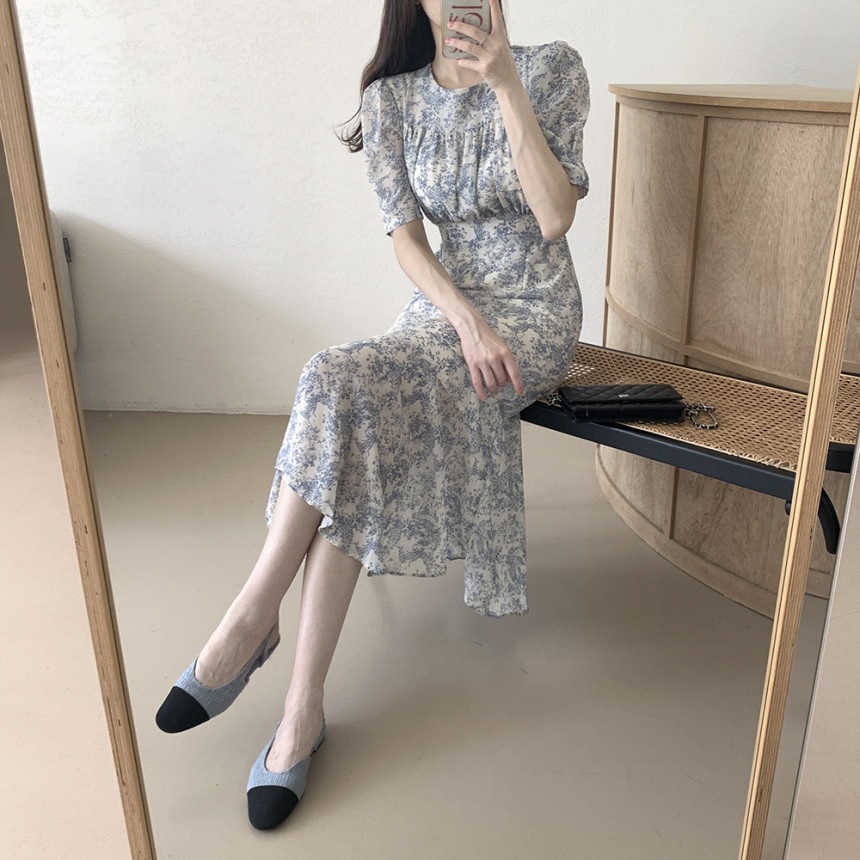 トワルドジュイギャザーパフ半袖リボンワンピース | 詳細画像15