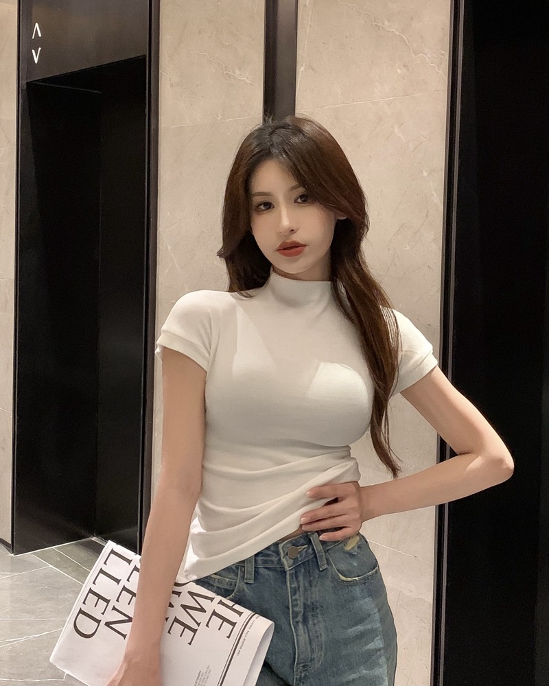 モックネックフレンチスリーブTシャツ | 詳細画像6
