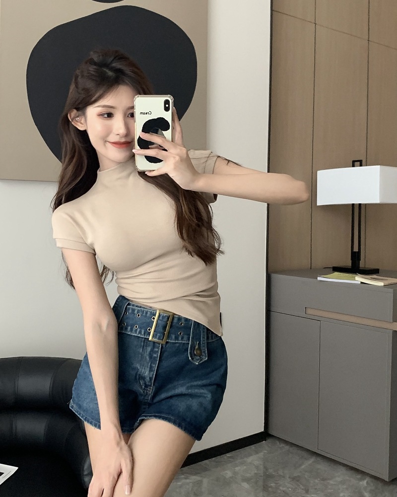 モックネックフレンチスリーブTシャツ | 詳細画像14