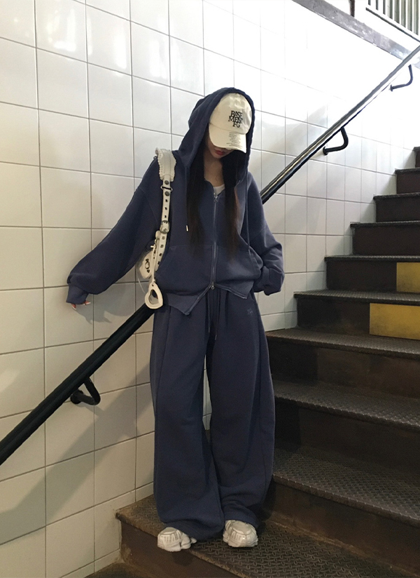beidelli made]ピグメントジップパーカー&2TYPEスウェットパンツSET
