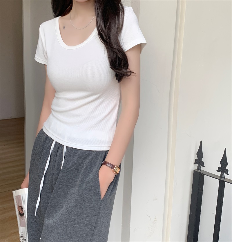 Uネックリブ半袖Tシャツ | 詳細画像4