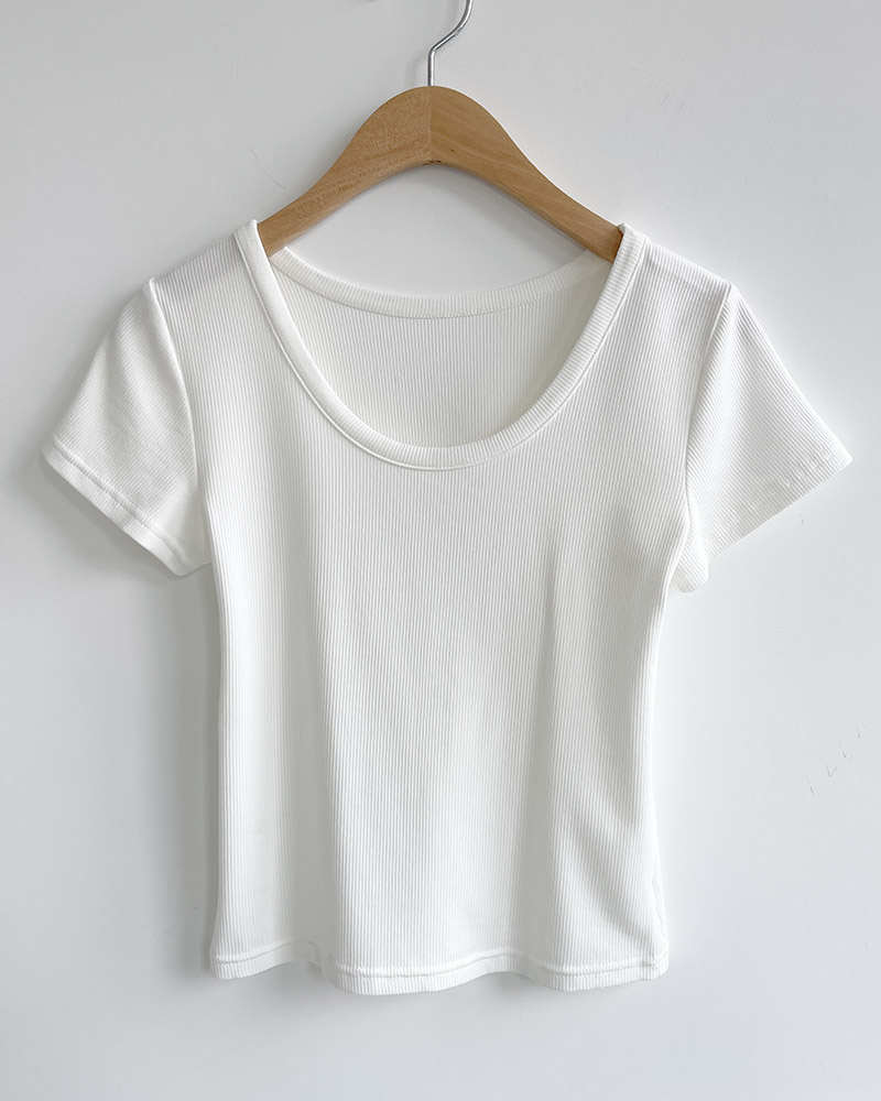 Uネックリブ半袖Tシャツ | 詳細画像19
