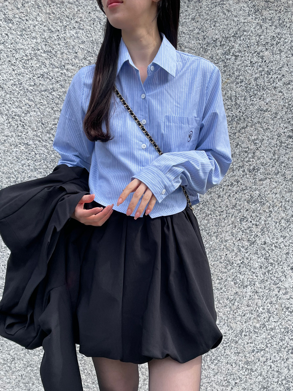 刺繡ストライプクロップドシャツ | 詳細画像5