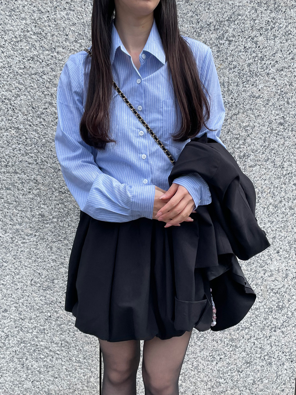 刺繡ストライプクロップドシャツ | 詳細画像7