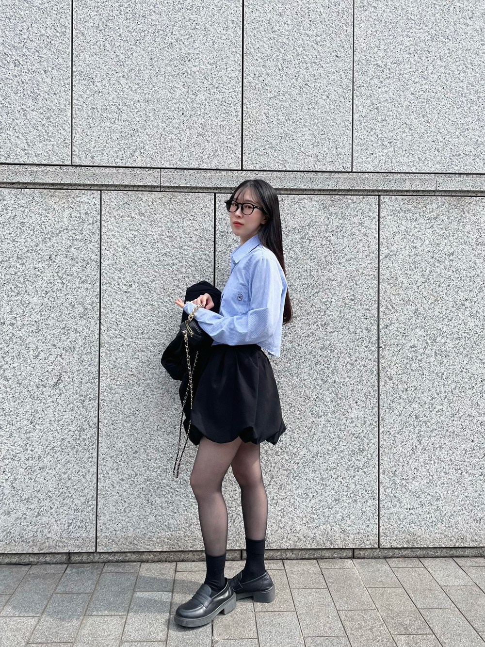 刺繡ストライプクロップドシャツ | 詳細画像8