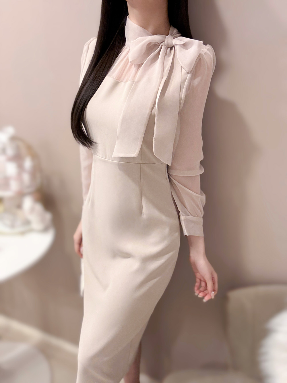 シアーリボンネックワンピース | 詳細画像3