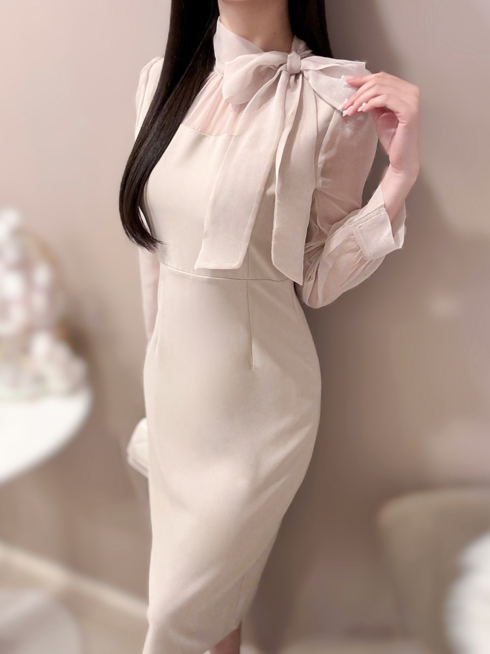 シアーリボンネックワンピース | 詳細画像4