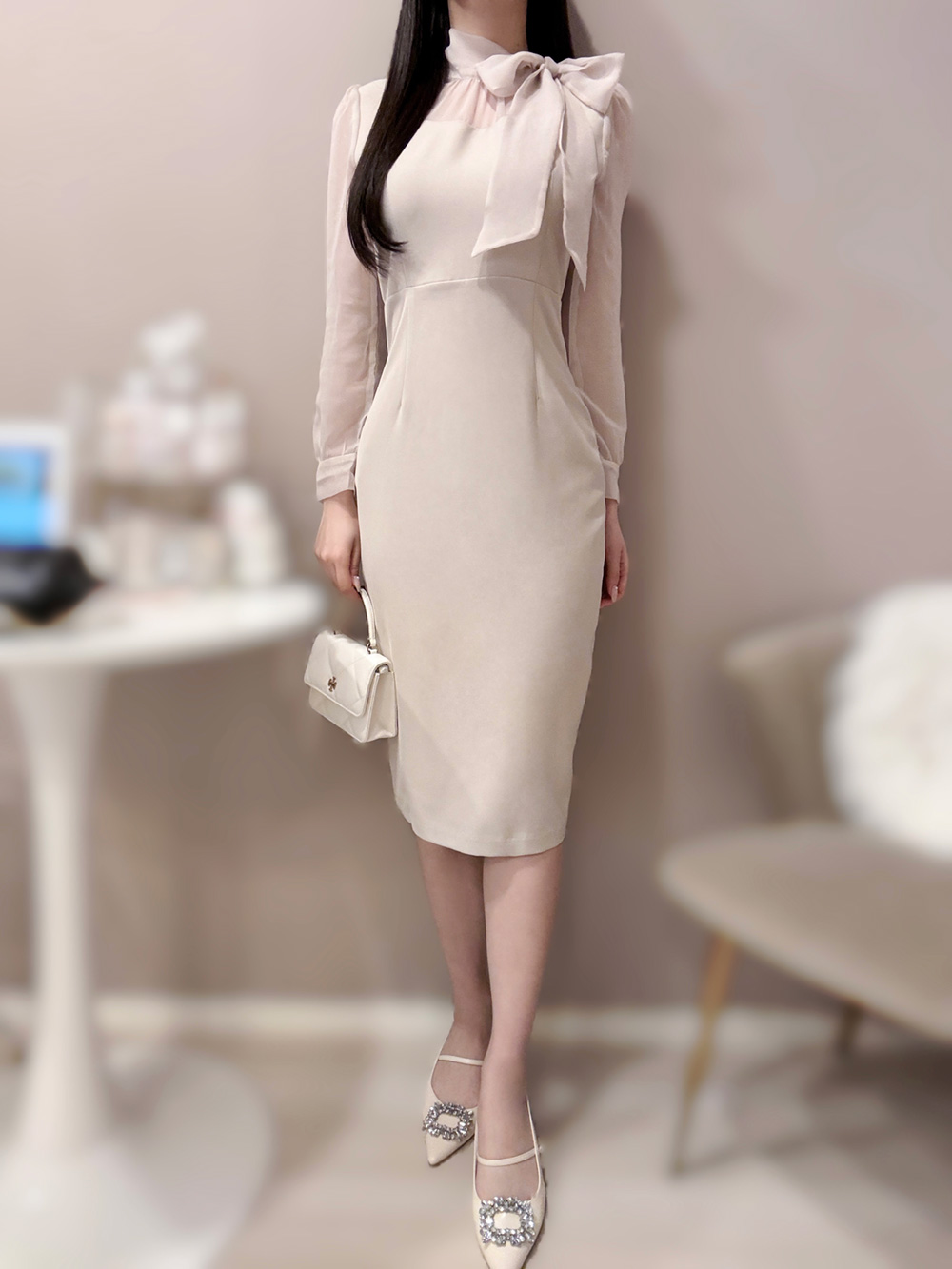 シアーリボンネックワンピース | 詳細画像5