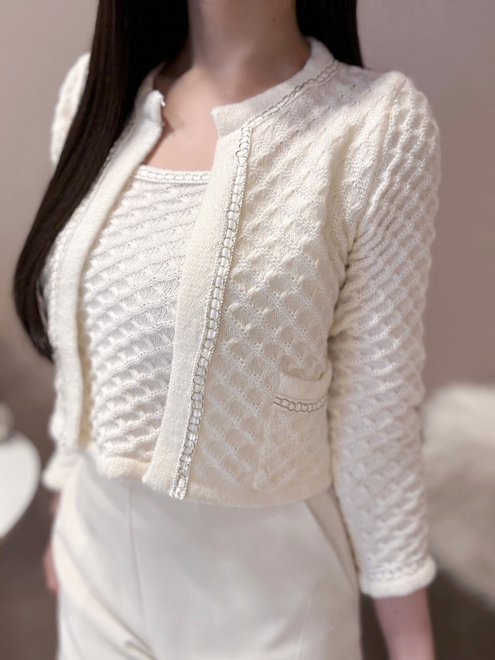 チェーンエンボスニットタンクトップ&カーディガンSET | 詳細画像9