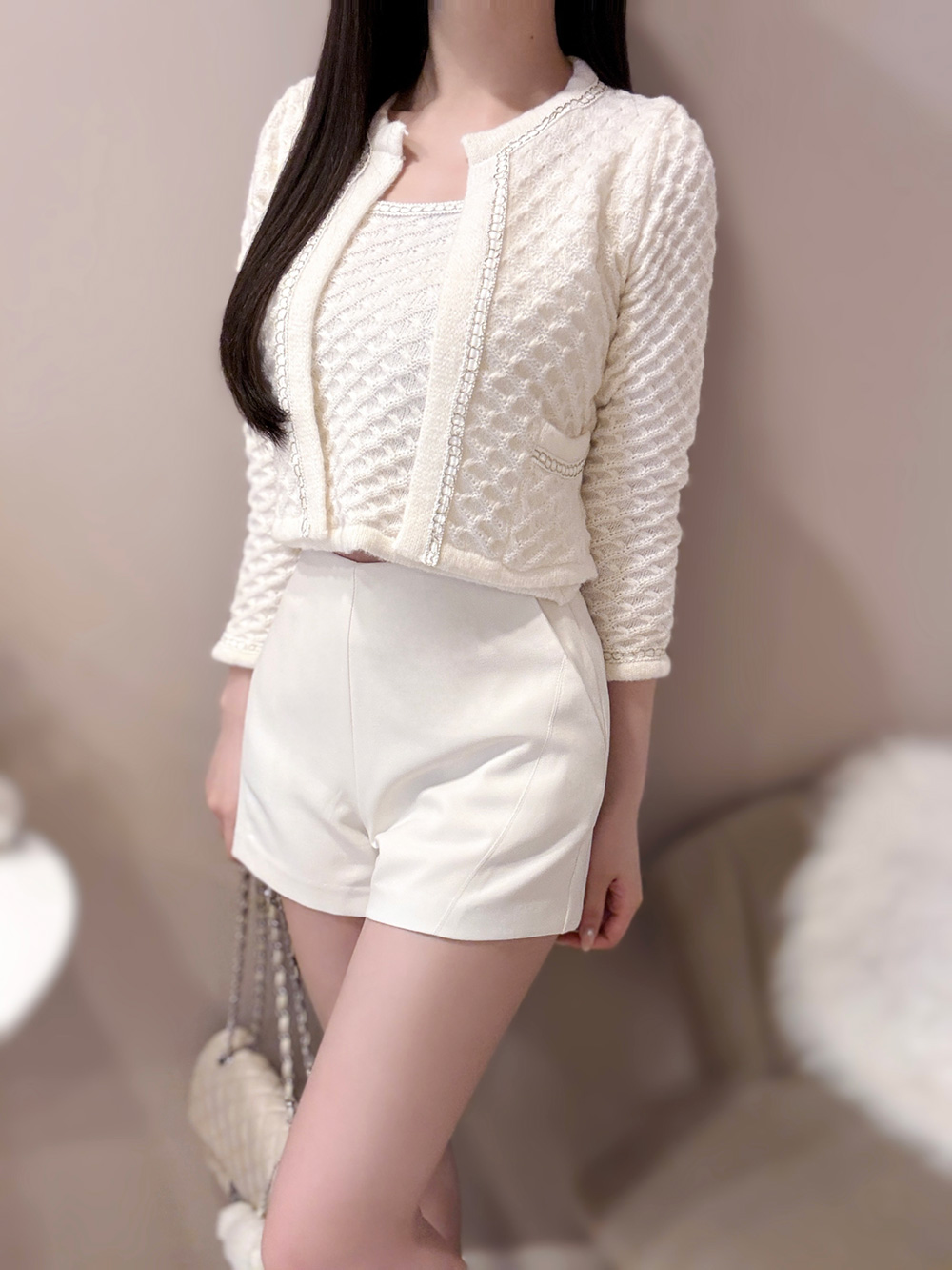 d.i.a.グレー タンクトップ ジッパー チェーン装飾 前後2way レースタンクトップ【洗濯機洗い可】 （キャミソール