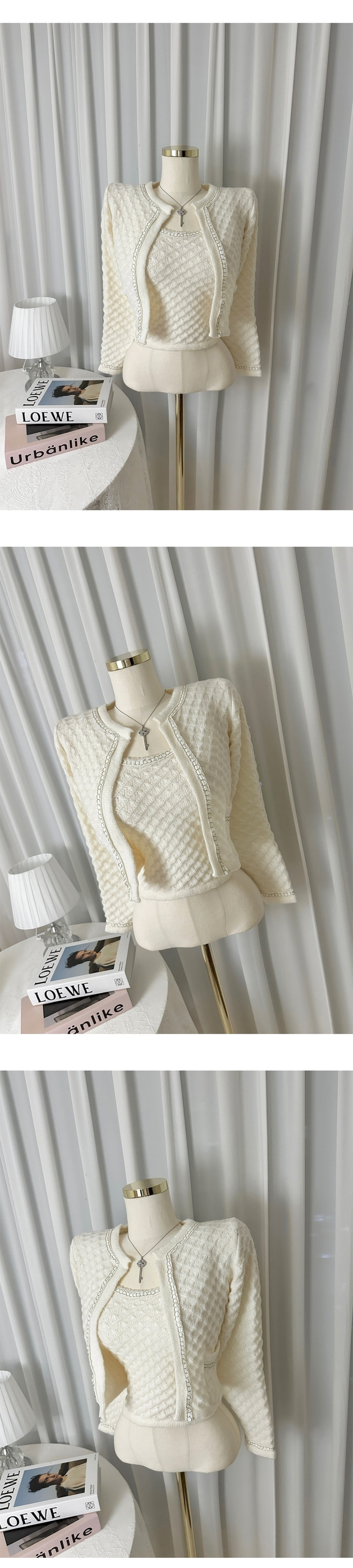 チェーンエンボスニットタンクトップ&カーディガンSET | 詳細画像14