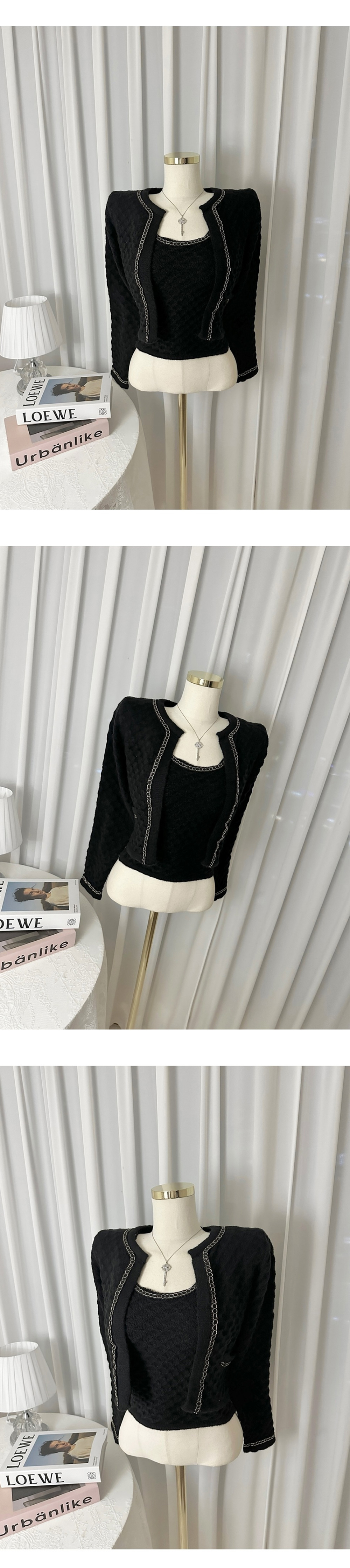 チェーンエンボスニットタンクトップ&カーディガンSET | 詳細画像15