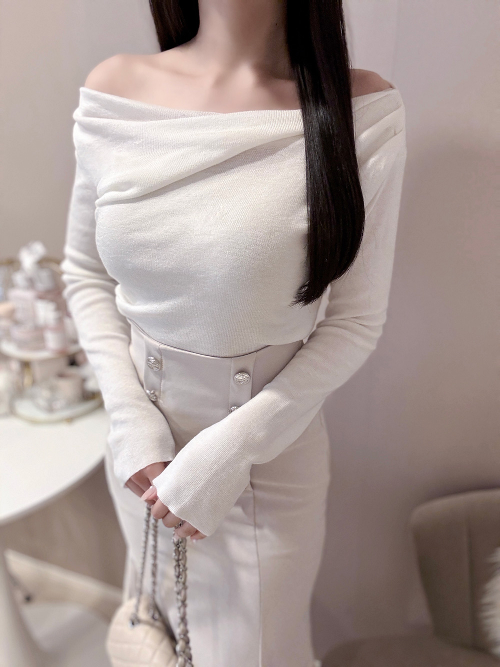 シルバーダブルボタンマーメイドスカート | 詳細画像9